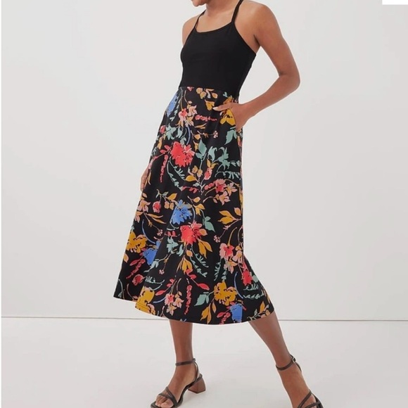 Pact Dresses & Skirts - ‼️NWT: Pact Organic Fit & Flare Black Floral Midi Dress - S